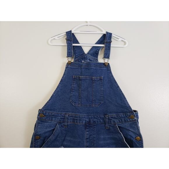 no boundaries Bib Overalls Womens Jr Size L Distressed Romper Fairy Carpenter - Picture 2 of 5
